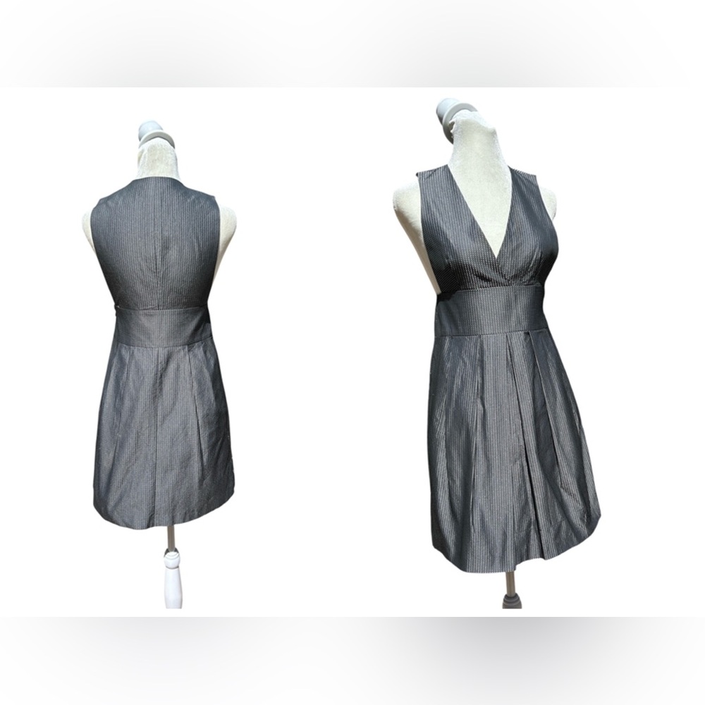 Theory Dress Metallic SIlver Grey White Deanne Size 2